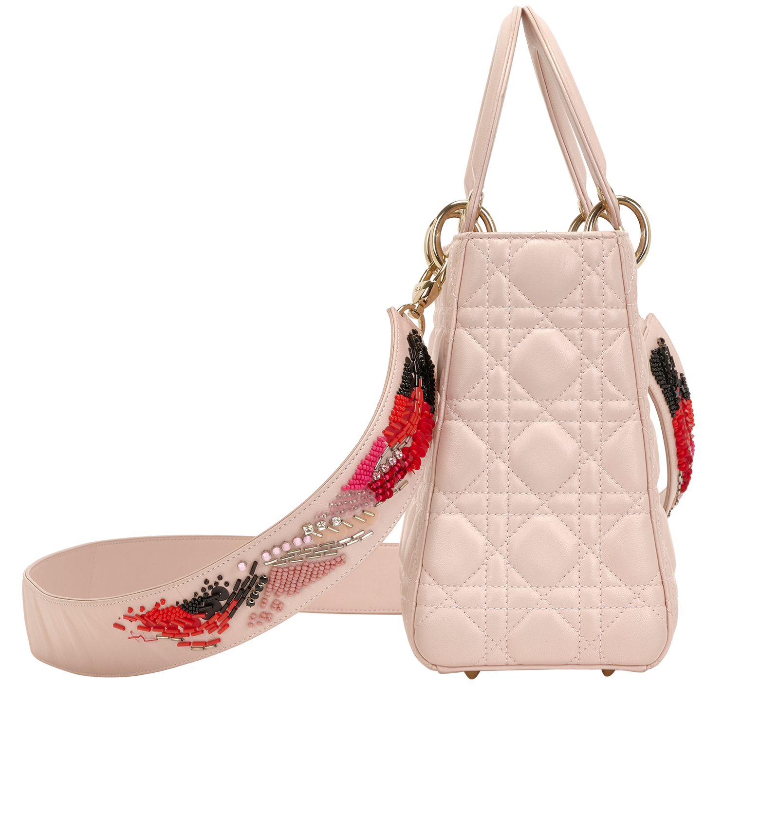 Medium Lady Dior, &pound;2,100, Handbags, Pink, Leather, Side view